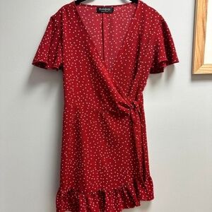 Red Polka Dot Wrap Dress